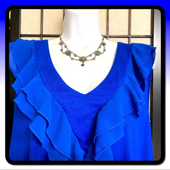 Oh So Pretty Plus Size Royal Blue Tank with Frill - Picture 1 of 4